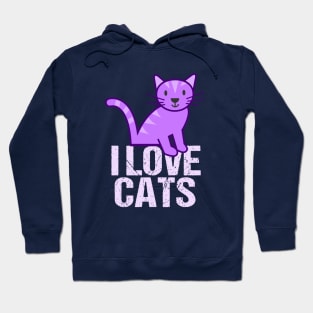 I Love Pretty Purple Cats Hoodie